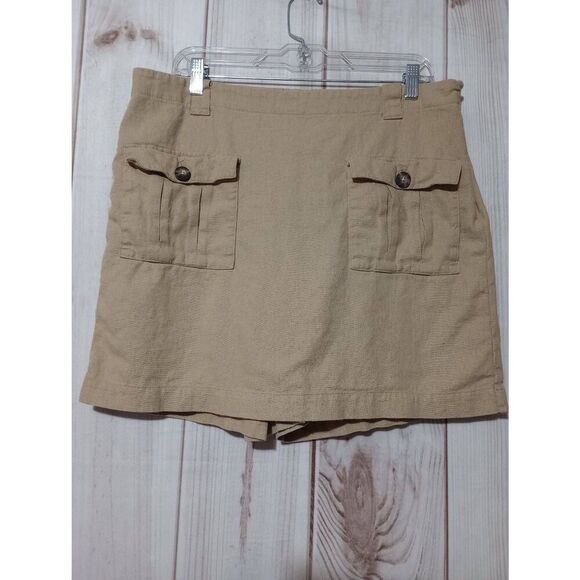J Jill Skort Ladies Large Tan Linen‎ Blend Mini - Picture 1 of 5